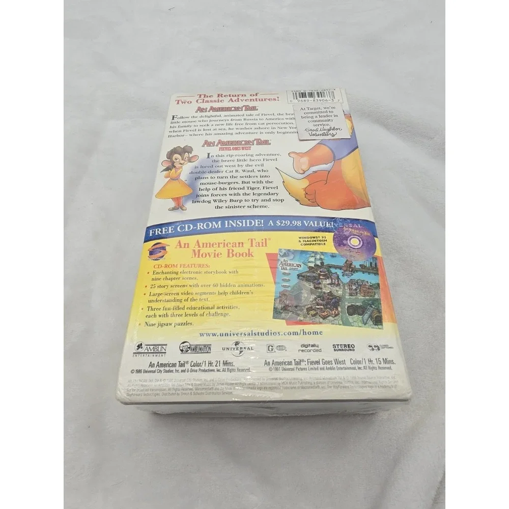 An American Tail 1 & Sequel, Fievel Goes West (VHS, 1986 & 1991) SEALED Box Set